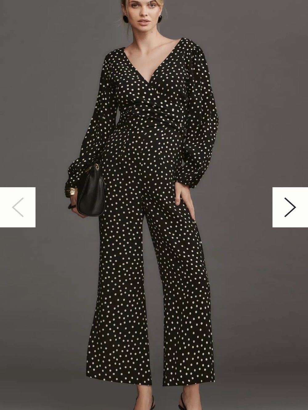 Anthropologie Black Polka Dot Wrap Jumpsuit NWT - Picture 1 of 9